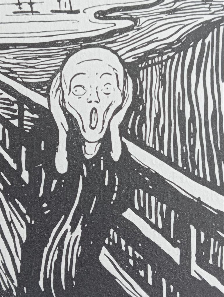 Edvard Munch Houtsnede De Schreeuw 1949, Ophalen of Verzenden