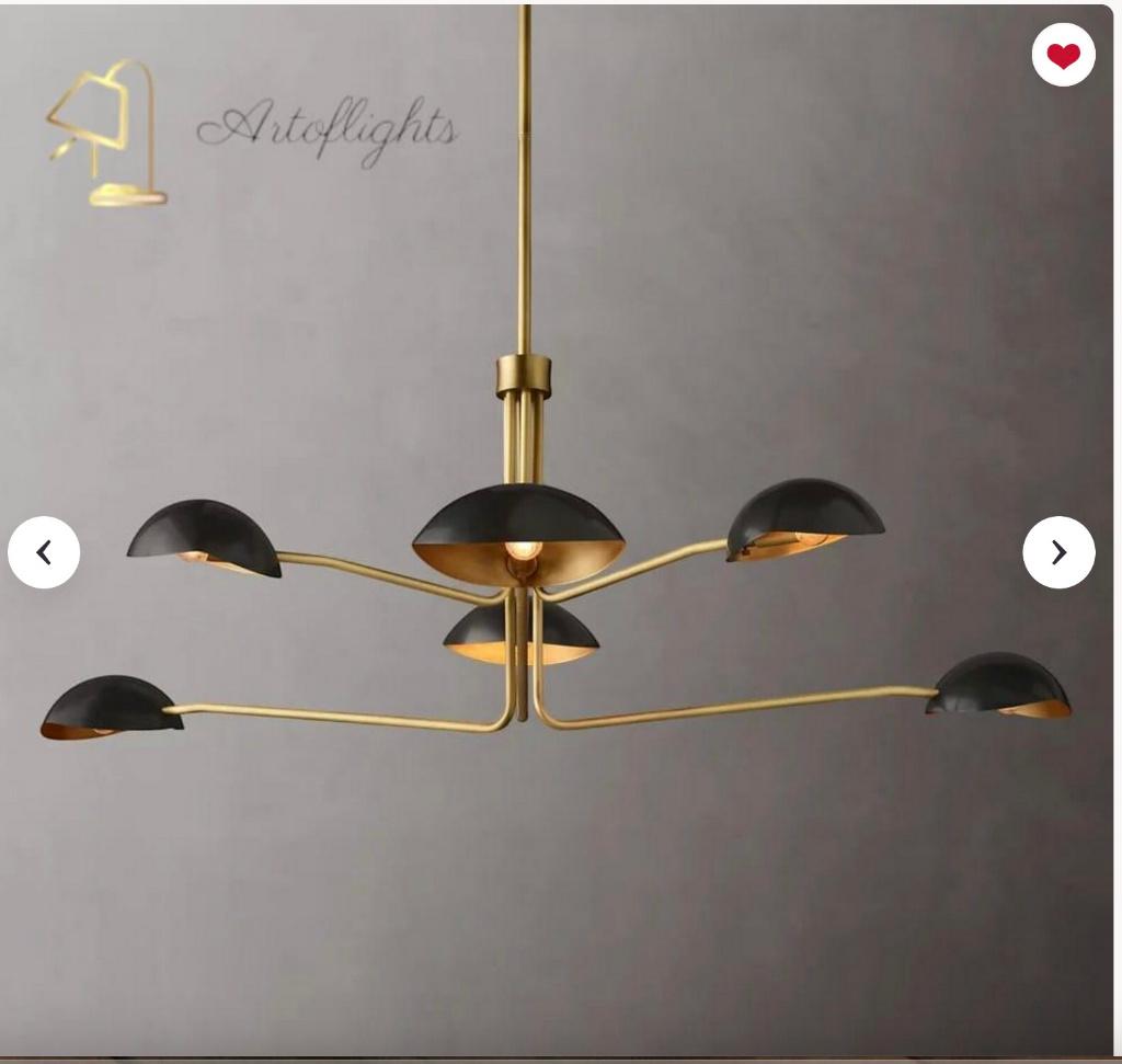 Mid Century Kroonluchter, Ophalen, Nieuw, Metaal, Mid century