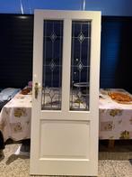 Witte binnendeur glas-in-lood | 83x201,5 cm | paneeldeur, Ophalen, Gebruikt, 80 tot 100 cm, Binnendeur