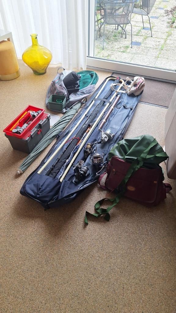 Hengelsport set met meerdere hengels en molens, Watersport en Boten, Hengelsport | Algemeen, Ophalen