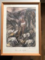 Aquarel 'De Goede Herder', gesigneerd, Antiek en Kunst, Kunst | Schilderijen | Klassiek, Ophalen