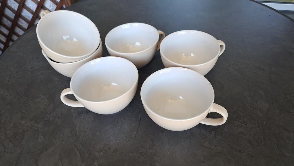 Set van 6 crèmekleurige soepkommen, Huis en Inrichting, Keuken | Servies, Keramiek, Ophalen of Verzenden, Zo goed als nieuw, Kom(men)
