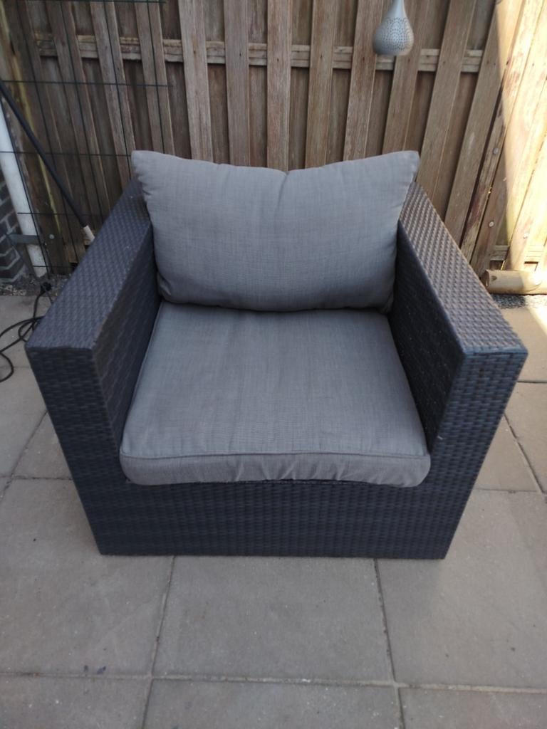 Wicker tuinstoel inclusief kussens, Ophalen, Gebruikt, Wicker, Stoel