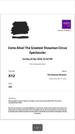 The greatest showman musical - 2 tickets 26 april