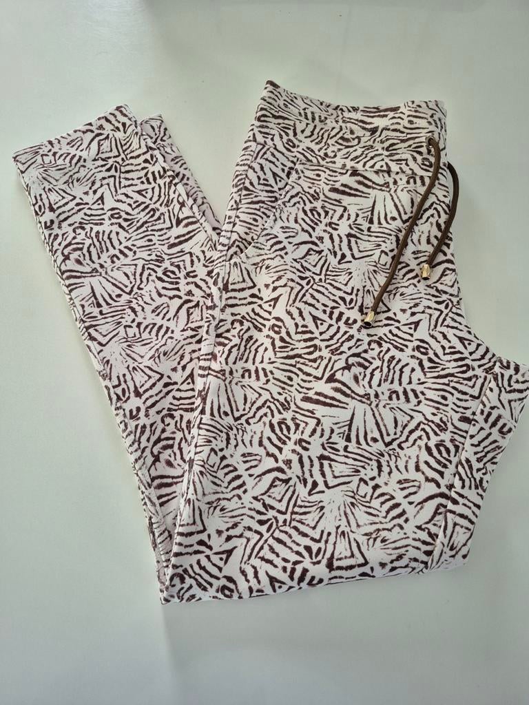 Zizo Maicazz Broek Beige met Bruine Accent Maat 40, Maat 38/40 (M), Beige, Ophalen of Verzenden, Zo goed als nieuw