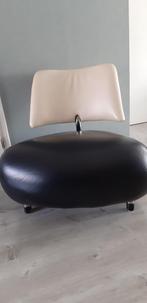 Leolux palone fauteuil zwart / crème  senso leder, Ophalen, 75 tot 100 cm, Eenpersoons, Minder dan 150 cm