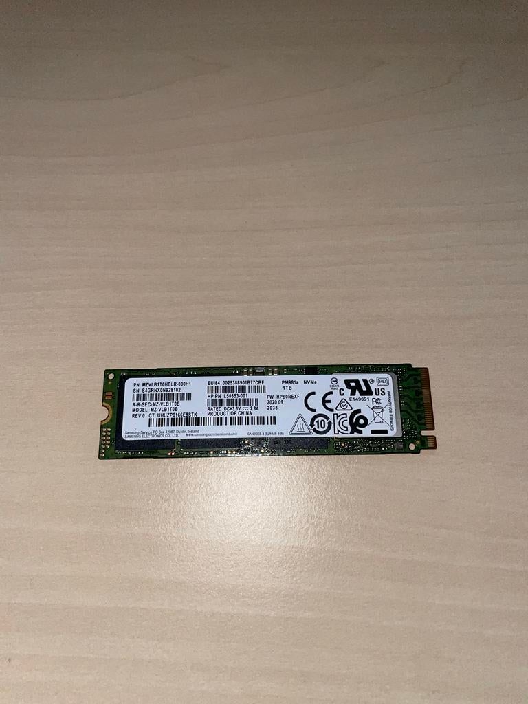 Samsung 1 TB SSD, Computers en Software, Harde schijven, Zo goed als nieuw, Desktop, Intern, SSD, Overige aansluitingen, Ophalen of Verzenden
