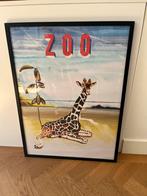 Vintage Zoo poster met giraffe, Ophalen, Gebruikt, Foto of Poster, 75 cm of meer