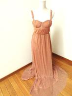 Z67 lange gala jurk zalm roze lurex maat S 36, Made in Italy, Galajurk, Nieuw, Ophalen of Verzenden