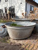 Oude zinken teil - Vintage plantenbak, Ophalen, Gebruikt, Minder dan 30 cm, Rond