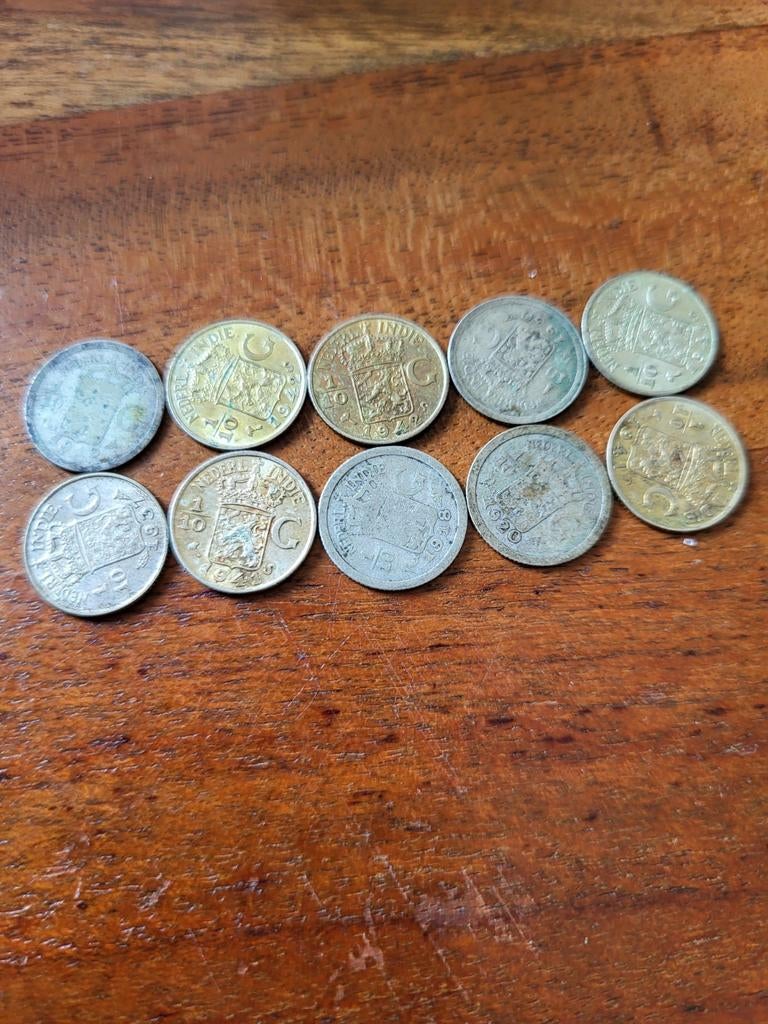 10x 1/10 gulden Nederlands Indië, Postzegels en Munten, Munten | Nederland, Zilver, Ophalen of Verzenden, 10 cent, Koningin Wilhelmina