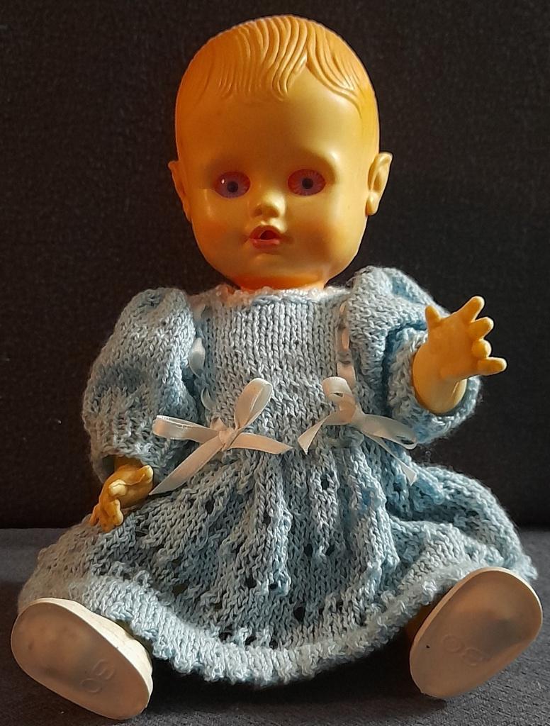 Vintage meisjespop met blauwe slaapogen, Ophalen of Verzenden, Gebruikt, Pop