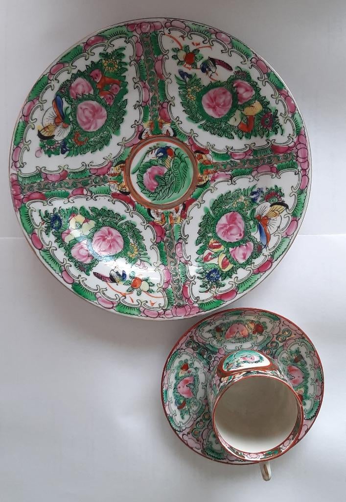 antiek chinees porseleinen bordje en kopje, Ophalen of Verzenden