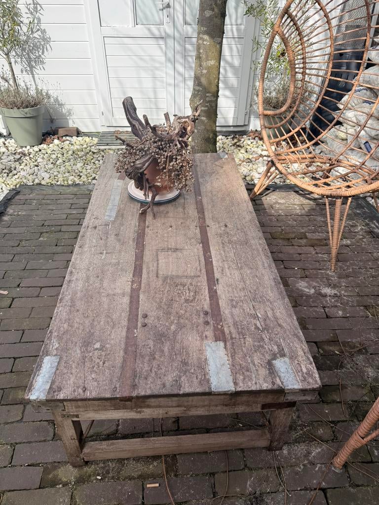 Indiaanse markttafel laag model inklapbaar, Gebruikt, 100 tot 150 cm, Teakhout, Ophalen of Verzenden
