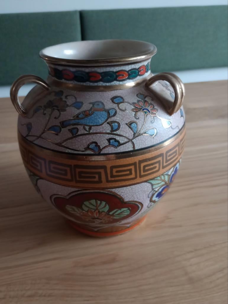 Antieke Japanse Satsuma Vaas met Handvatten, Ophalen of Verzenden