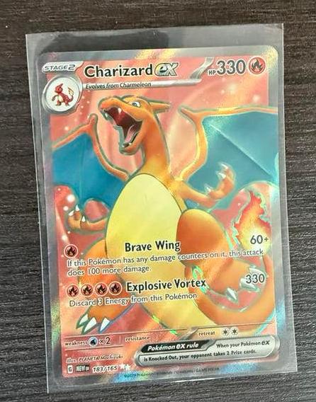 Charizard ex 183/165 Pokémon kaart, Ophalen of Verzenden, Zo goed als nieuw, Losse kaart