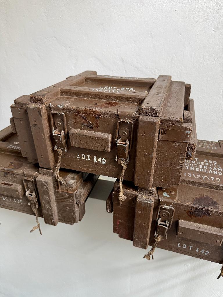 Vintage houten kistjes, legerkist, oude munitiekistjes, Minder dan 50 cm, Gebruikt, -, -