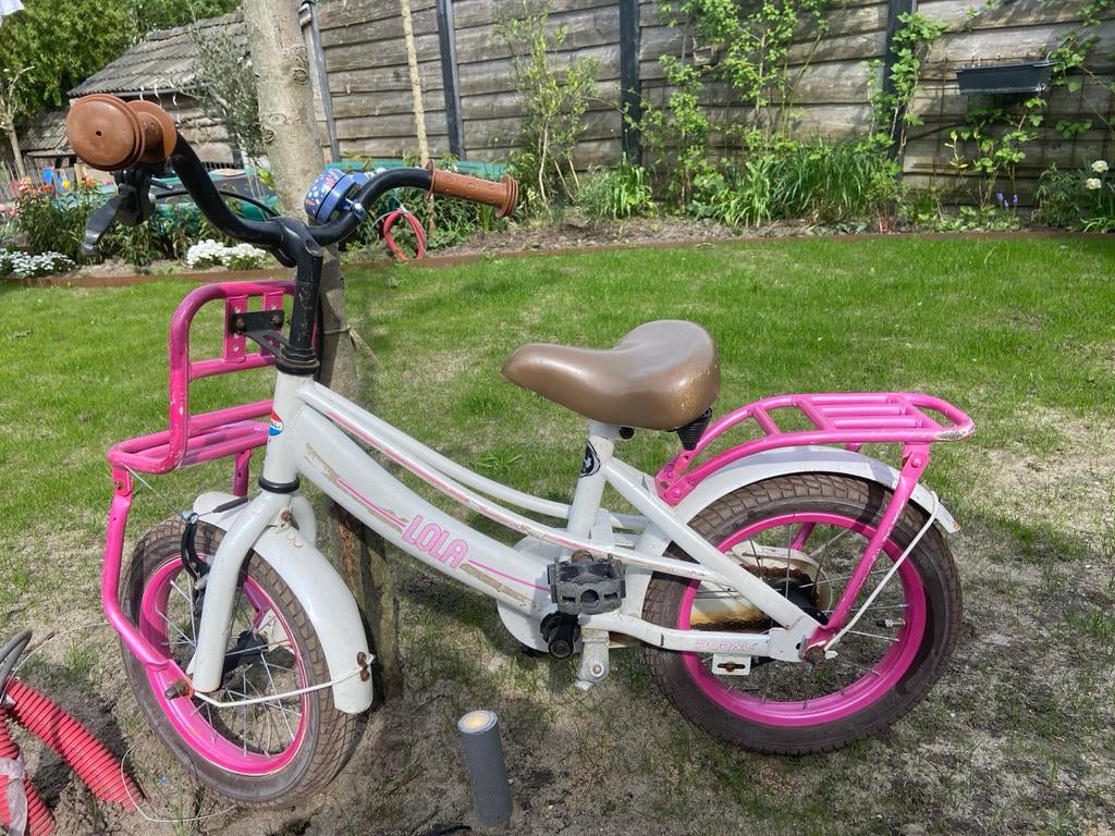 Lola kinderfiets 14 inch - Wit/Roze, Ophalen of Verzenden, Gebruikt, Minder dan 16 inch