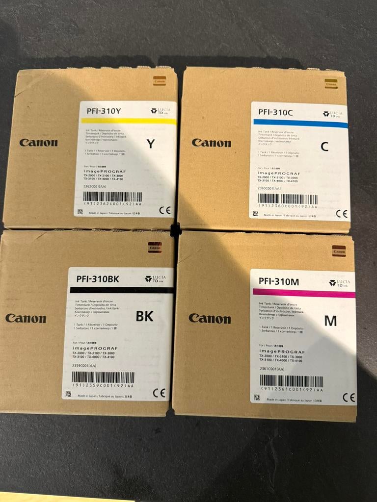 Canon inkt nieuw in doos canon pfi-310 c,y,m, bk €40,00 pst!, Computers en Software, Printerbenodigdheden, Nieuw, Ophalen