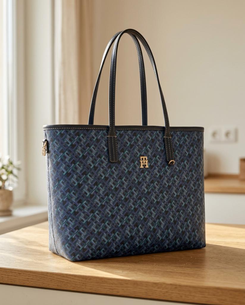 Tommy Hilfiger Monoplay Shopper Space Blue Luxe Handtas, Nieuw, Handtas, Verzenden, Blauw