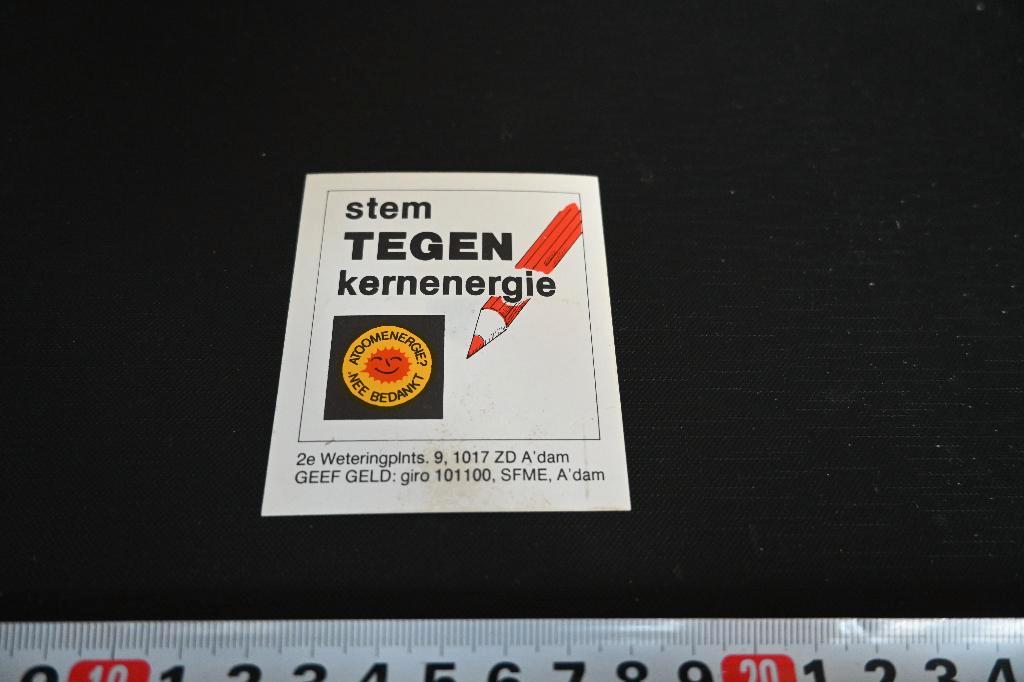 sticker Amsterdam stem TEGEN kernenergie Atoomenergie NEE, Ophalen, Zo goed als nieuw
