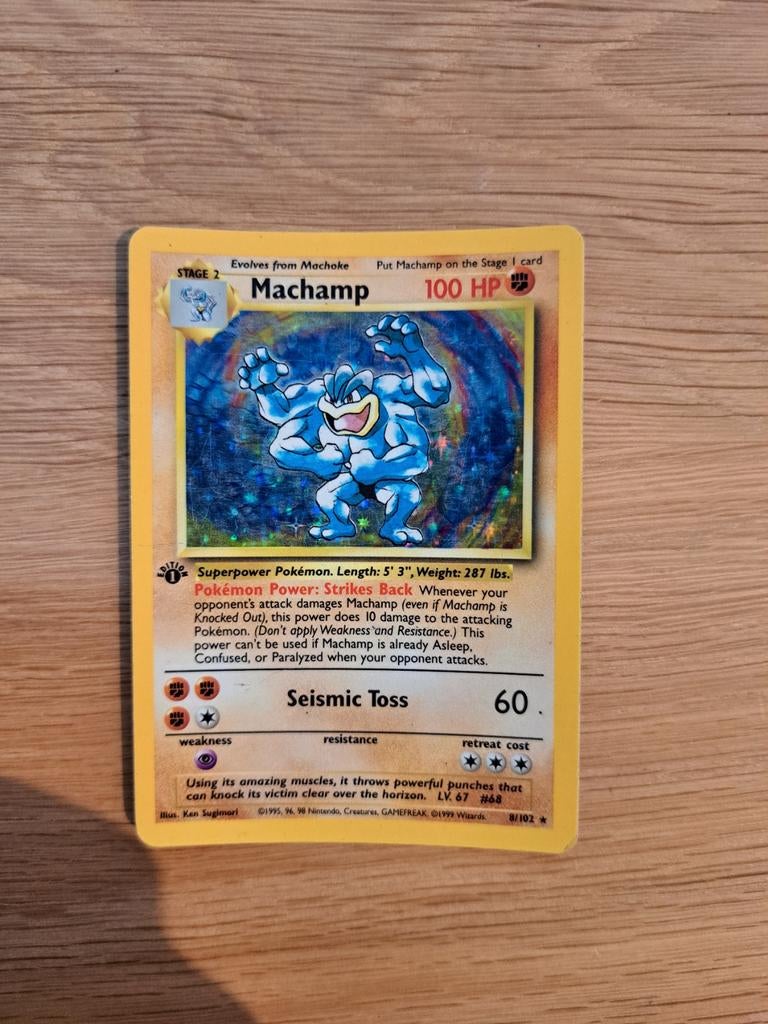 Pokémon kaart TCG – Machamp – Base Set 8/102 – Holo, Ophalen of Verzenden, Gebruikt