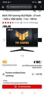 ASUS TUF Gaming VG279Q3A - 27 inch - 180Hz Gaming Monitor, Computers en Software, Monitoren, IPS, ASUS, Full HD, Zo goed als nieuw