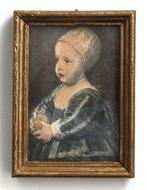 Antieke kunstreproductie Baby Stuart van schilderij 19 eeuw., Ophalen of Verzenden