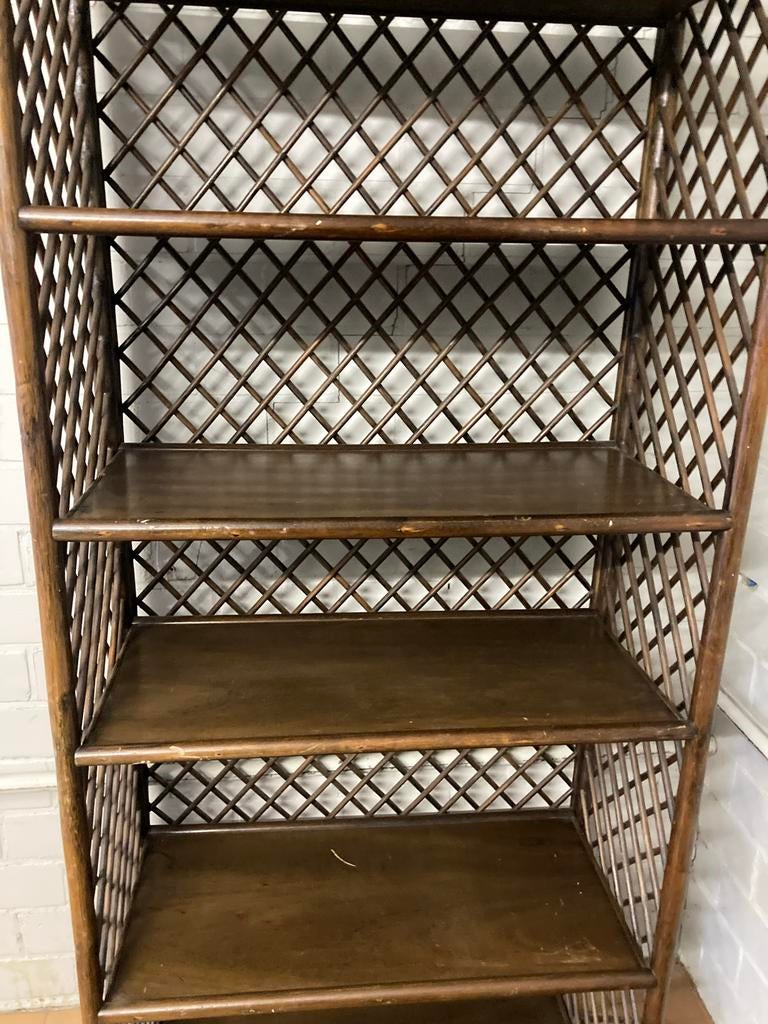 Rotan wandrek kast vintage jaren 60-70, Gebruikt, 150 tot 200 cm, 25 tot 50 cm, Overige materialen