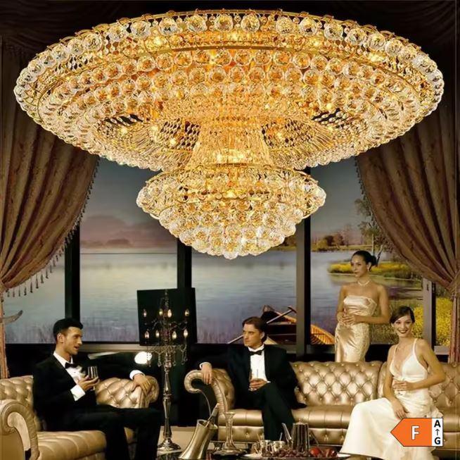 Chique 180cm Grote Hotel LED Plafondlamp Kroonluchter + RC, Ophalen of Verzenden, Nieuw, Glas
