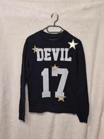 Zwarte trui met 'DEVIL 17' opdruk en sterren, Zwart, Ophalen of Verzenden, Onbekend, Maat 34 (XS) of kleiner