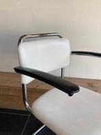 Vier Gispen 201 stoelen, hoogglans chroom, wit leder, Huis en Inrichting, Stoelen, Wit, Design, Zo goed als nieuw, Vier