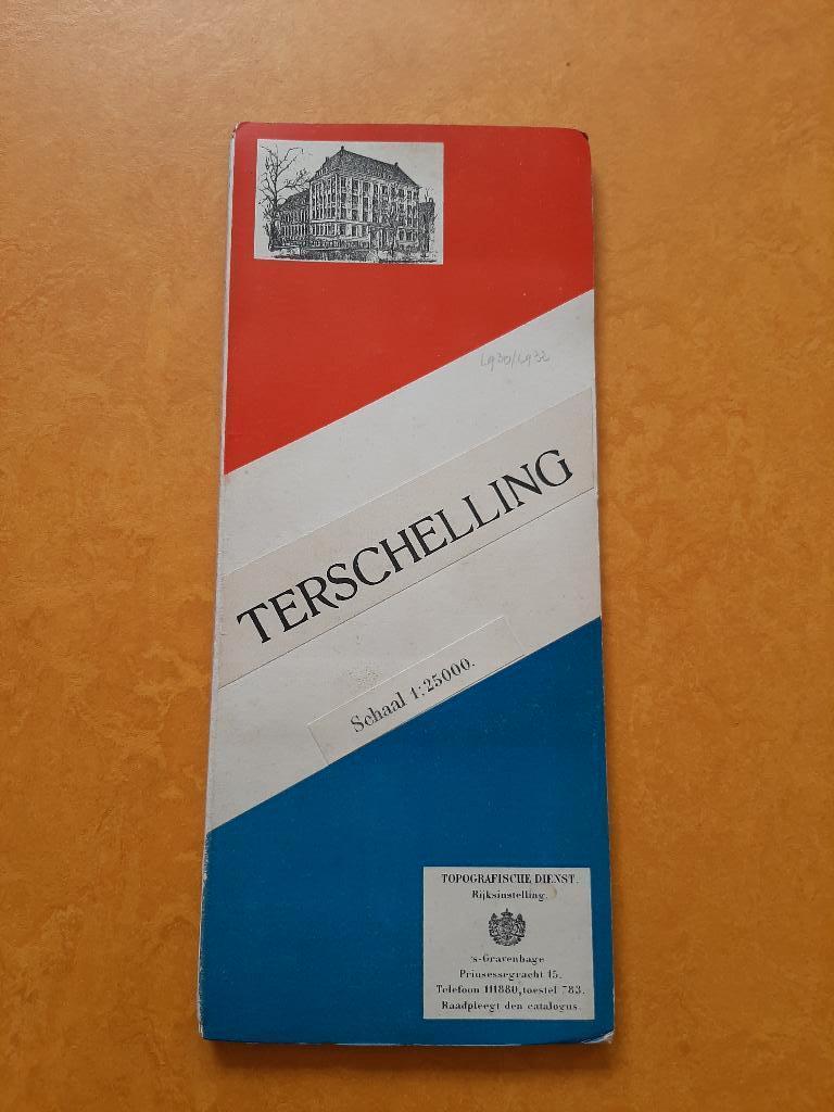 Oude plattegrond Terschelling 1932-1936 Topografische Dienst, Ophalen of Verzenden, 1800 tot 2000, Landkaart, Zo goed als nieuw