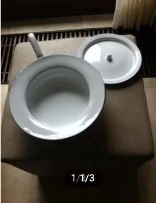 Ondersteek po Wit Emaile wit diameter 32 cm, Ophalen of Verzenden, Zo goed als nieuw