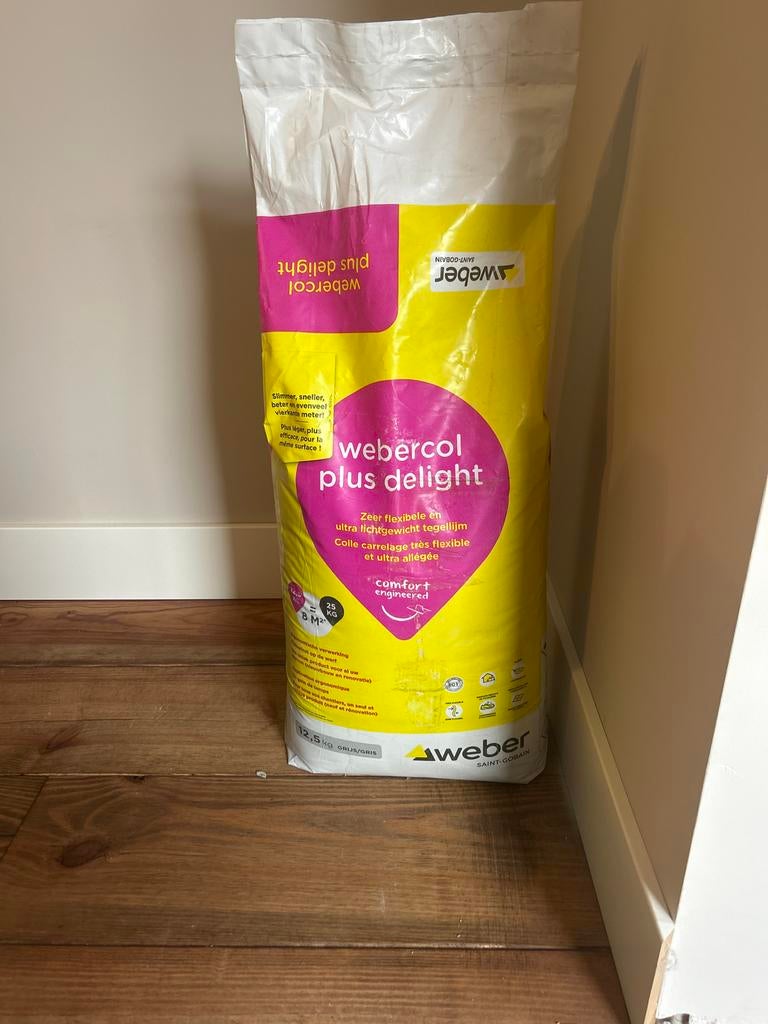 Tegellijm webercol plus delight grijs 12,5 kg, Ophalen, Overige typen, Nieuw, Minder dan 20 cm