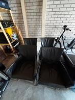 4 lederen topform eetkamerstoelen, Huis en Inrichting, Stoelen, Ophalen, Gebruikt, Zwart, Leer