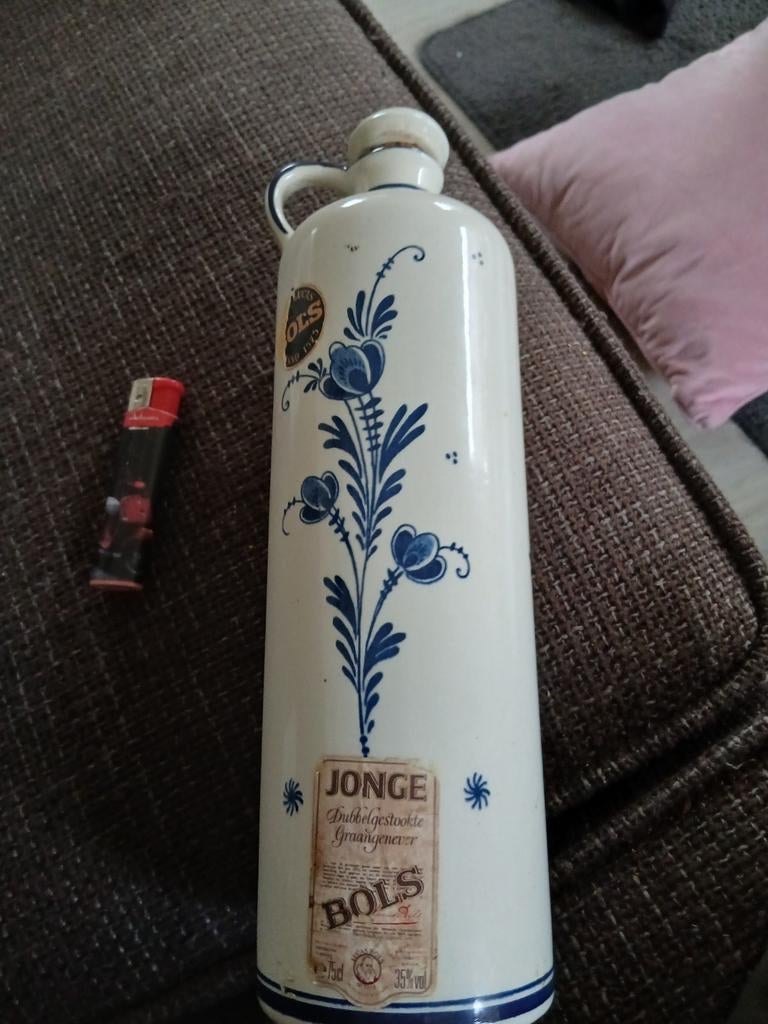 Antieke Bols Jenever Kruik - Delfts Blauw Decor, Ophalen of Verzenden