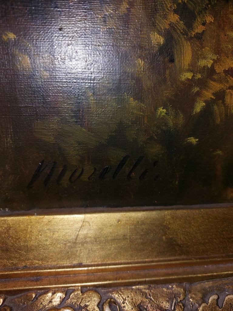 Monelli. Antiek gesigneerd groot schilderij ZIE BESCHRIJVING, Antiek en Kunst, Kunst | Schilderijen | Klassiek, Ophalen