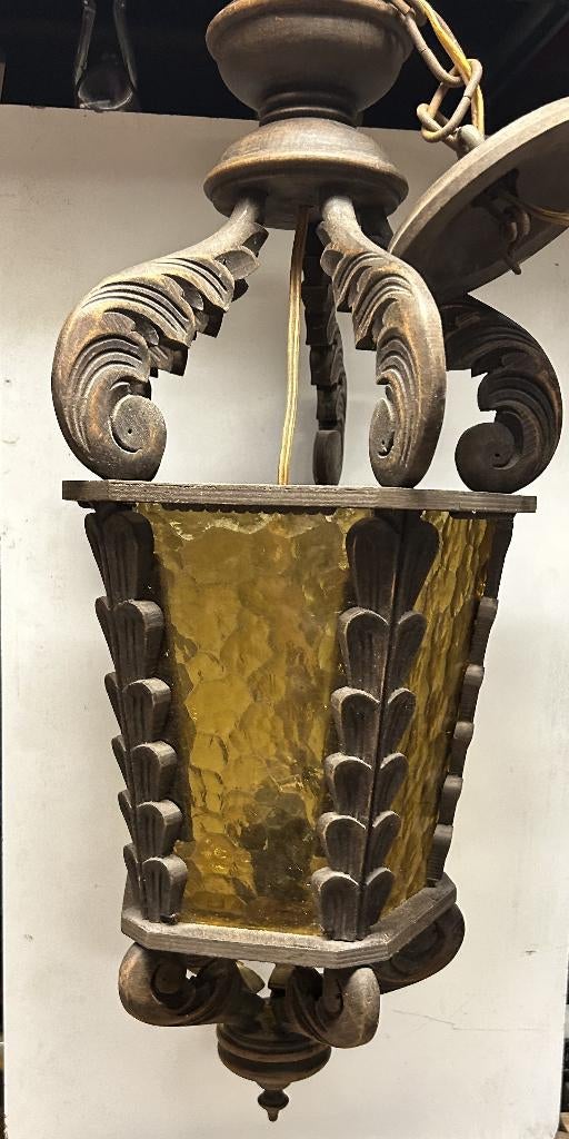 antiek houten hanglamp, Antiek en Kunst, Ophalen of Verzenden