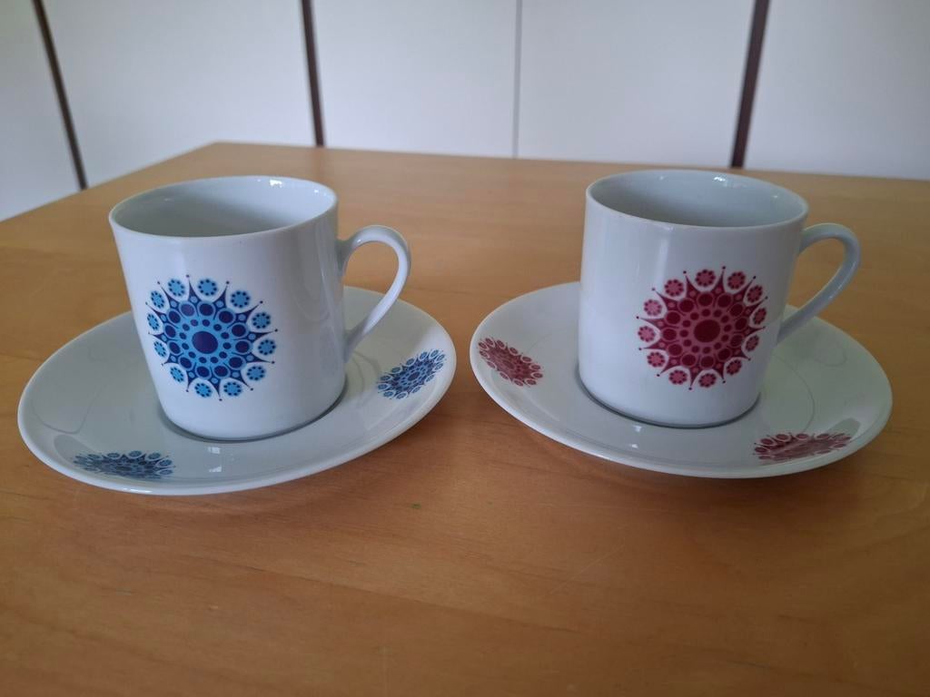 Vintage kop en schotels Mitterteich Bavaria, Ophalen of Verzenden, Zo goed als nieuw, Overige stijlen, Kop(pen) en/of Schotel(s)