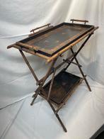 Japonisme bamboe bijzettafel, 45 tot 60 cm, Gebruikt, Rechthoekig, Japonisme
