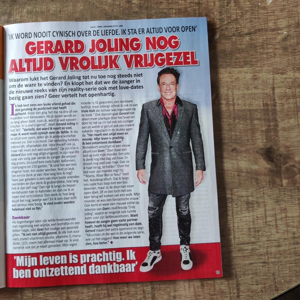 Gerard Joling Artikel Knipsel, Ophalen of Verzenden, 1980 tot heden, Nederland, Knipsel(s)