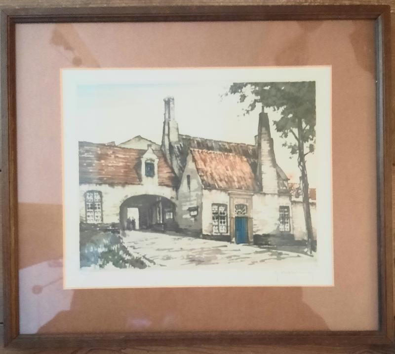 Ets van Roger Hebbelinck, Antiek en Kunst, Kunst | Etsen en Gravures, Ophalen of Verzenden, Stadsgezicht, Ets, 1900 - 1949