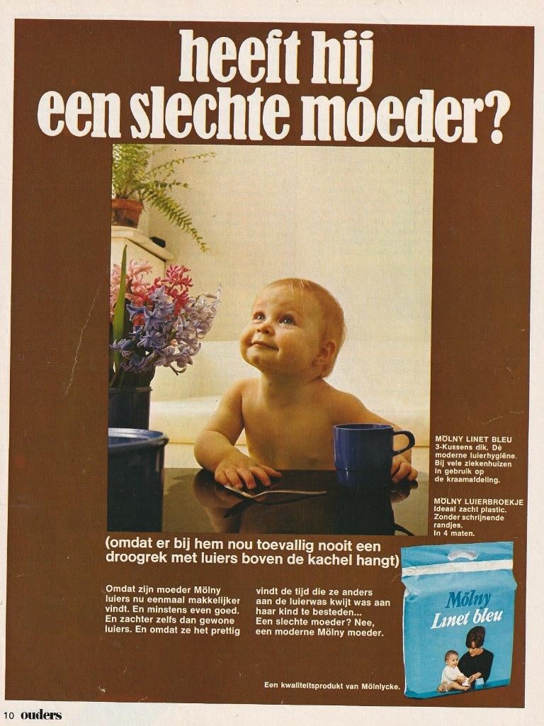 Retro reclame 1971 Mölny baby luiers jongetje & hyacinth, Verzamelen, Retro, Verzenden, Overige typen