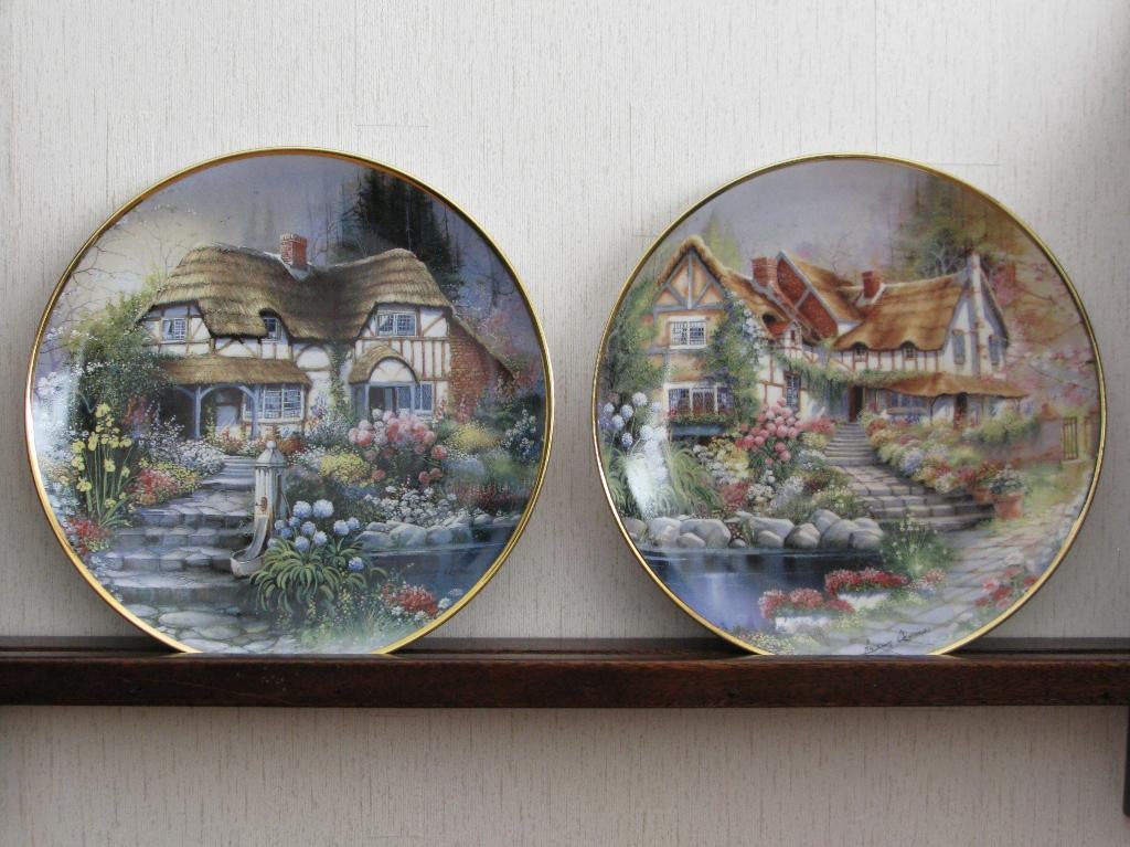 2x Franklin Mint COTTAGE bord van Andres Orpinas samen € 20, Ophalen of Verzenden
