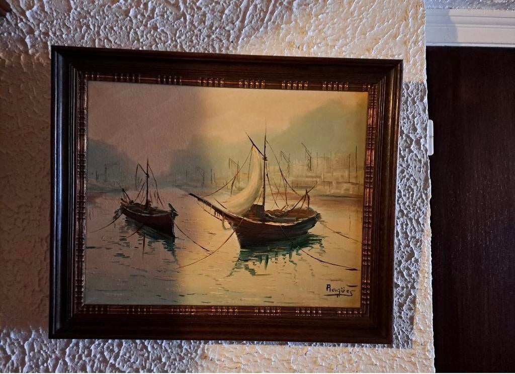 Oud schilderij bootjes, Ophalen