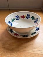 Boerenbont vergiet met onderbord, Overige typen, Ophalen of Verzenden, Zo goed als nieuw, Aardewerk