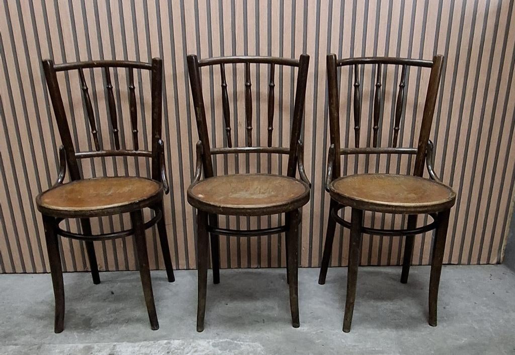 3 x Fischel Thonet stoelen cafestoelen Bentwood bistro hout, Huis en Inrichting, Stoelen, Bruin, Ophalen of Verzenden, Zo goed als nieuw
