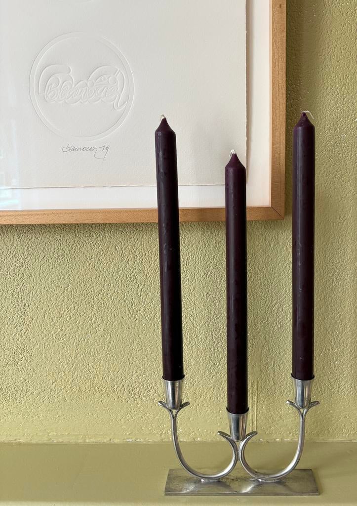 Vintage verzilverd kandelaar, Gebruikt, Overige kleuren, Ophalen of Verzenden, Metaal