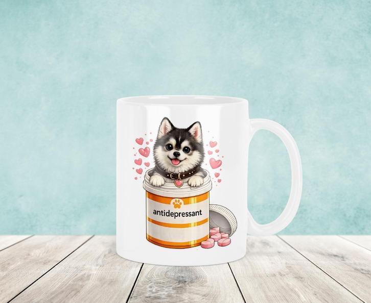 Antidepressiva - Pomsky Mok, Huis en Inrichting, Keuken | Servies, Nieuw, Kop(pen) en/of Schotel(s), Overige stijlen, Keramiek